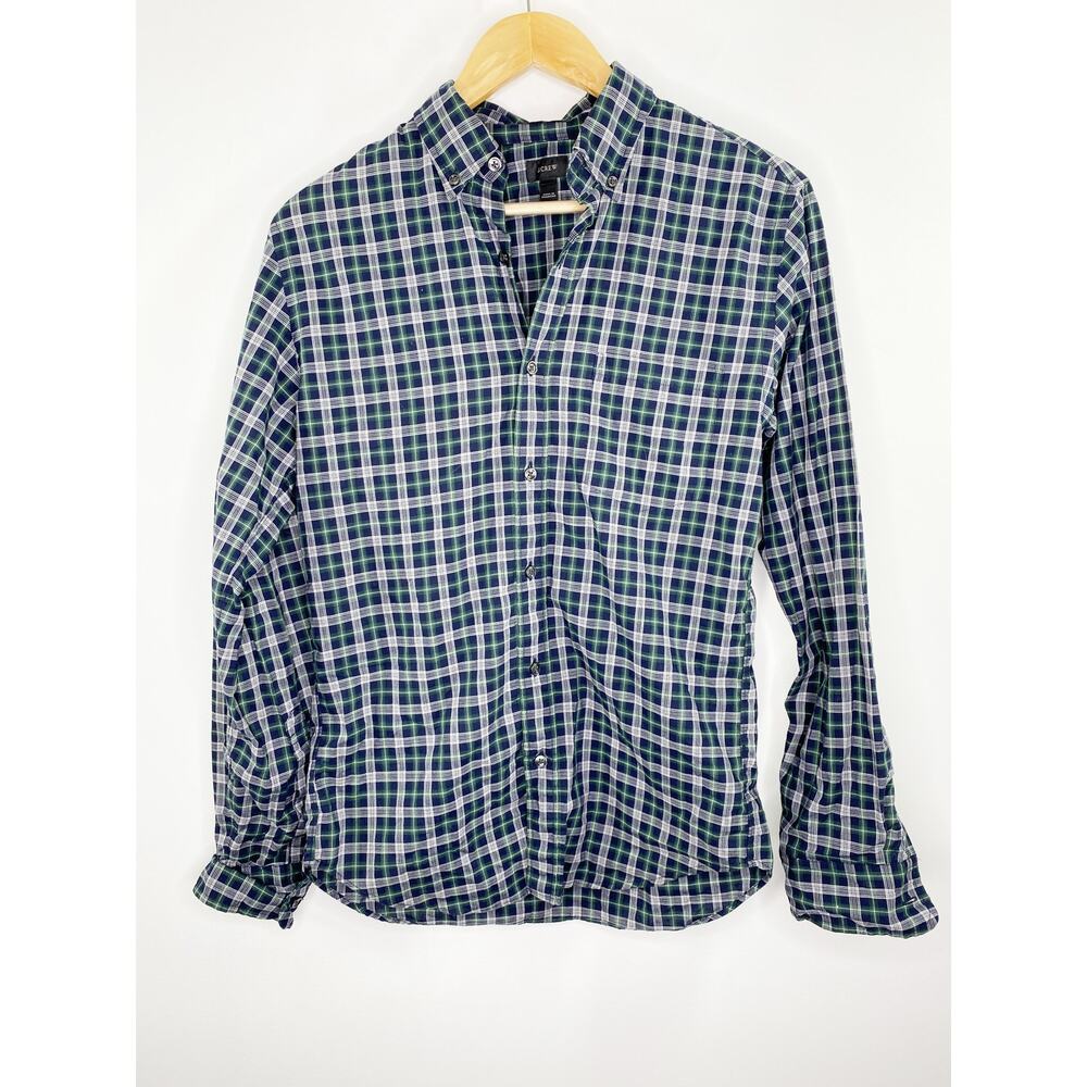 J.Crew Blue Green Plaid Long Sleeve Button Down Shirt Men's Size Small S